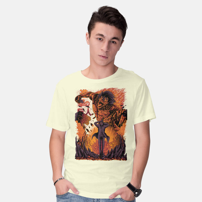 Eren X Attack Titan-mens basic tee-alanside