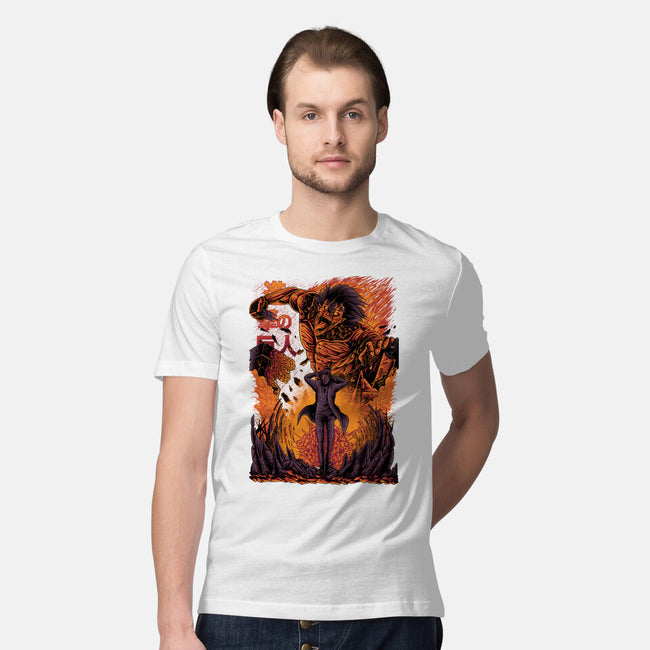 Eren X Attack Titan-mens premium tee-alanside