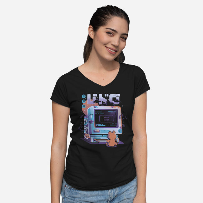 Insert Disk-womens v-neck tee-eduely