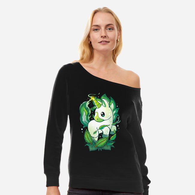 Leaf Unicorn-womens off shoulder sweatshirt-Vallina84