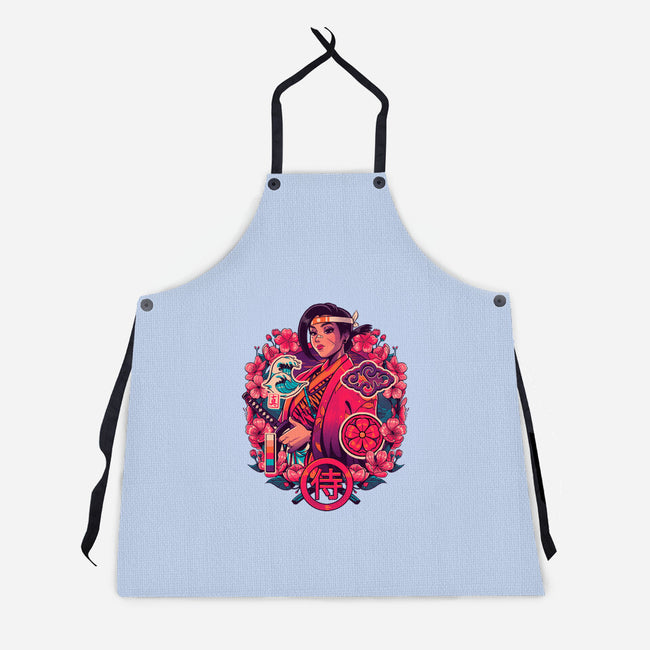 Cherry Makoto Samurai-unisex kitchen apron-Bruno Mota