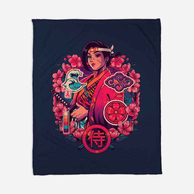 Cherry Makoto Samurai-none fleece blanket-Bruno Mota