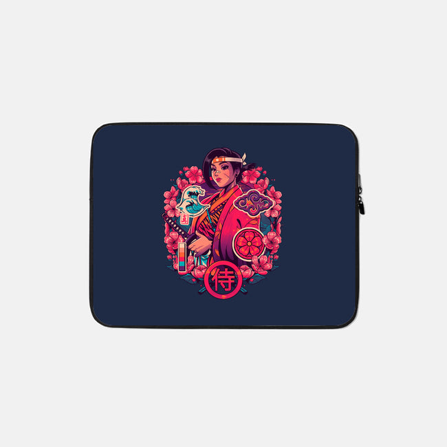 Cherry Makoto Samurai-none zippered laptop sleeve-Bruno Mota