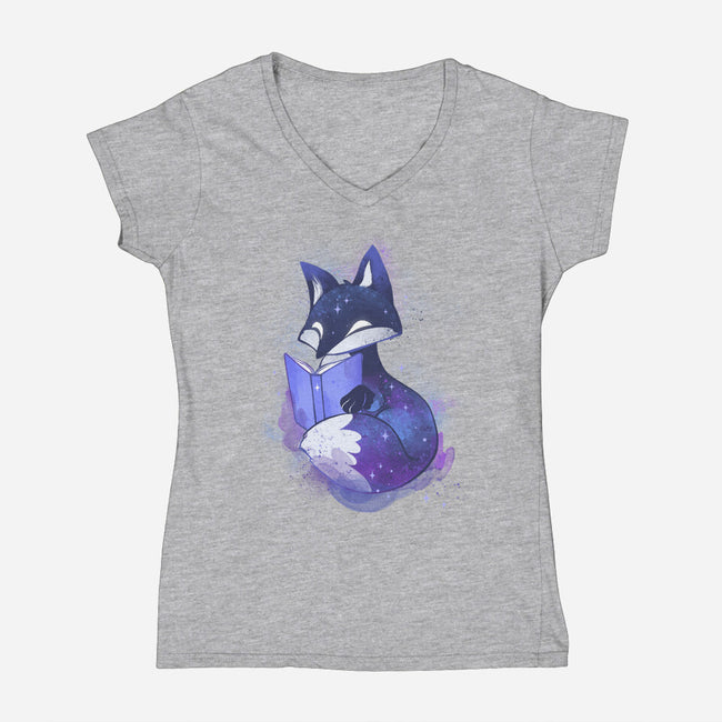 Galaxy Fox-womens v-neck tee-ricolaa
