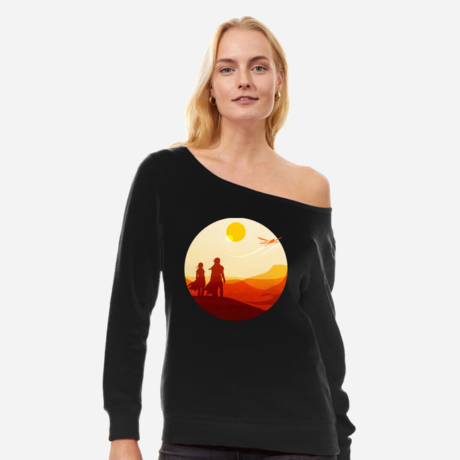 Into The Desert-womens off shoulder sweatshirt-PencilMonkey