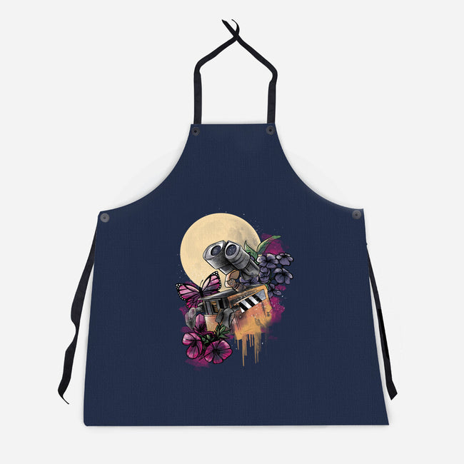 Moonlight Robot-unisex kitchen apron-fanfabio