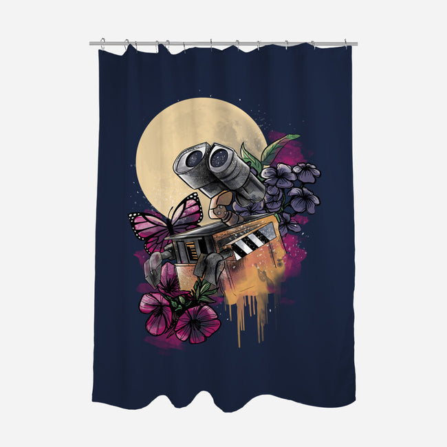Moonlight Robot-none polyester shower curtain-fanfabio