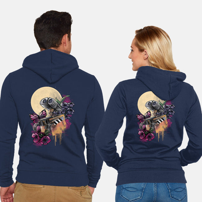 Moonlight Robot-unisex zip-up sweatshirt-fanfabio