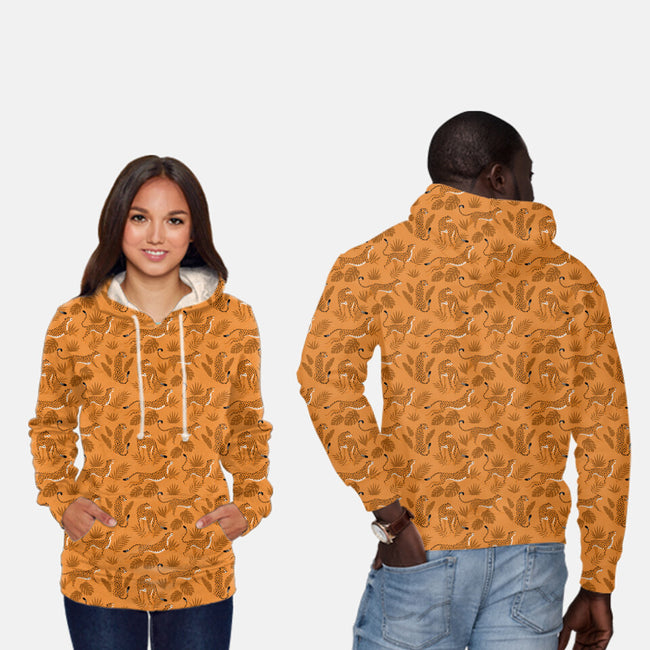 Orange Leopards-unisex all over print pullover sweatshirt-Focusnik
