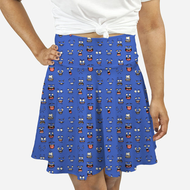 Crazy Cartoon Emotions-womens all over print skater skirt-Focusnik