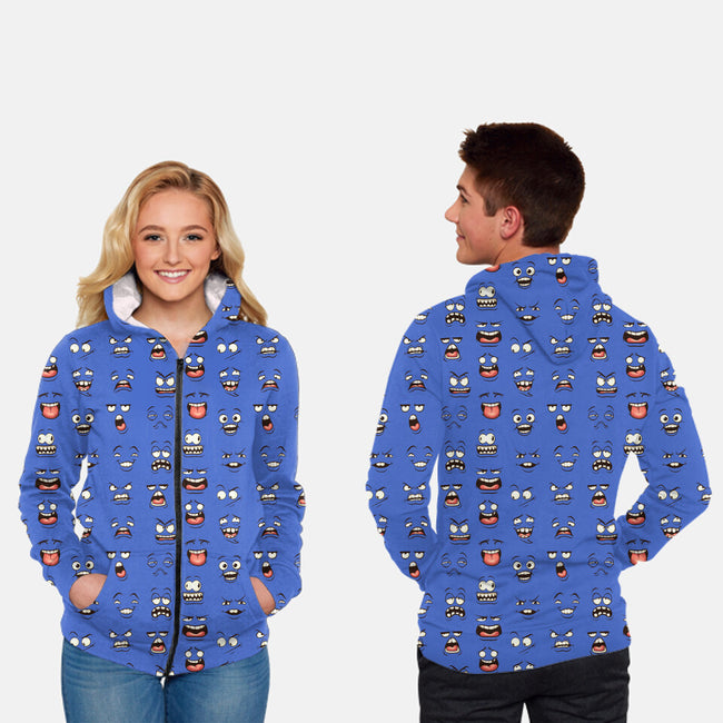 Crazy Cartoon Emotions-unisex all over print zip-up sweatshirt-Focusnik