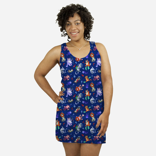 Cats Diving In The Sea-womens all over print racerback dress-AGAMUS