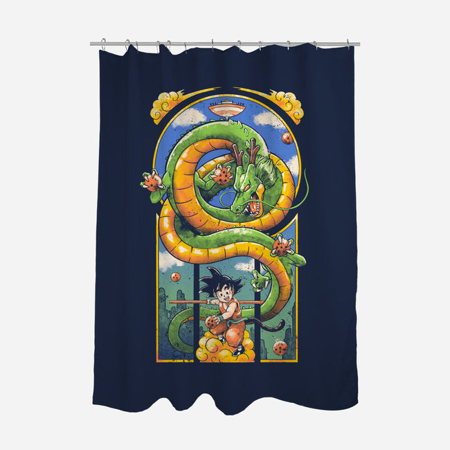 Dragon Kid-none polyester shower curtain-Arigatees