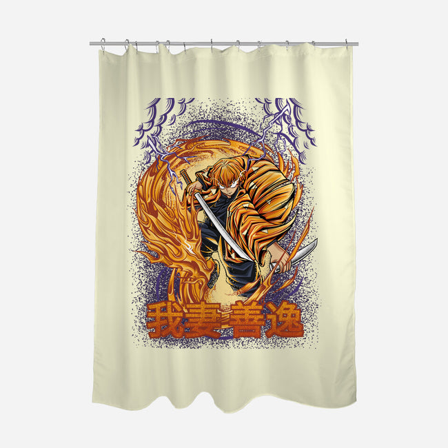 Lightning Breathing-none polyester shower curtain-alanside