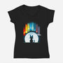 Cat Planets-womens v-neck tee-Vallina84