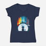 Cat Planets-womens v-neck tee-Vallina84