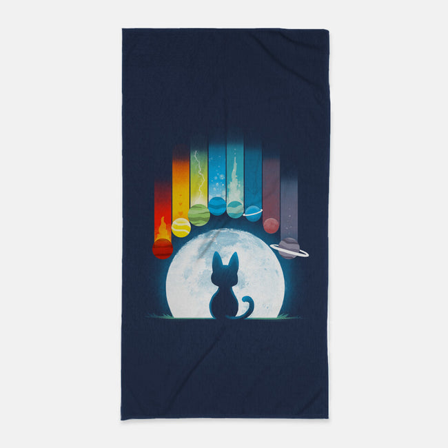 Cat Planets-none beach towel-Vallina84