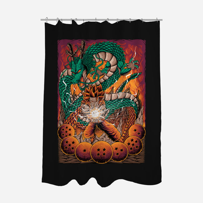 Goku X Shenlong-none polyester shower curtain-alanside