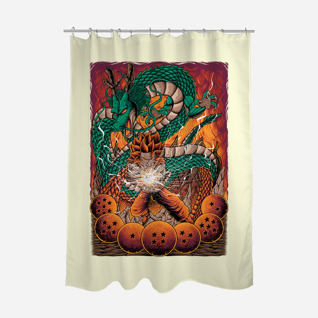 Goku X Shenlong-none polyester shower curtain-alanside