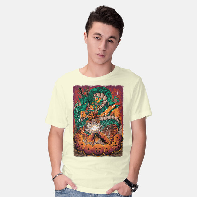 Goku X Shenlong-mens basic tee-alanside