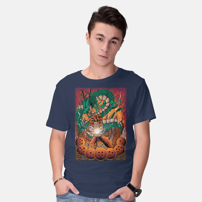 Goku X Shenlong-mens basic tee-alanside