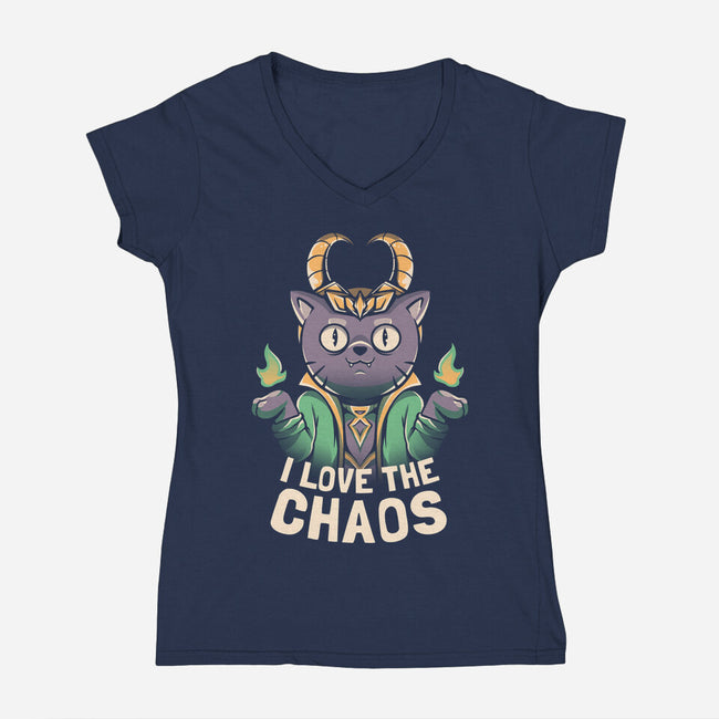 I Love The Chaos-womens v-neck tee-eduely
