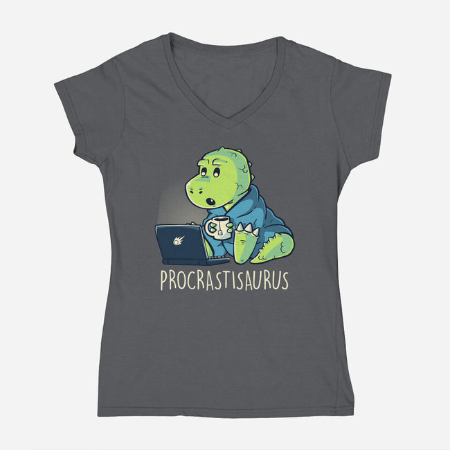 Procrastisaurus-womens v-neck tee-koalastudio