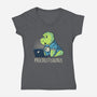 Procrastisaurus-womens v-neck tee-koalastudio