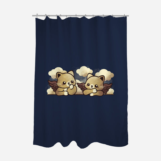 Raffaello's Cat Angels-none polyester shower curtain-NemiMakeit