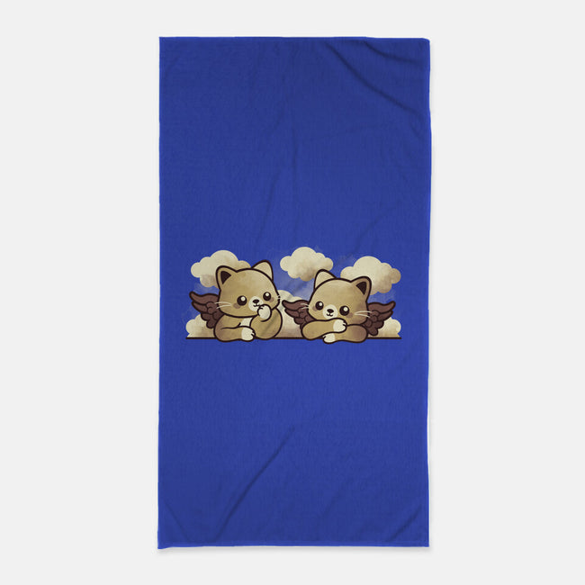 Raffaello's Cat Angels-none beach towel-NemiMakeit