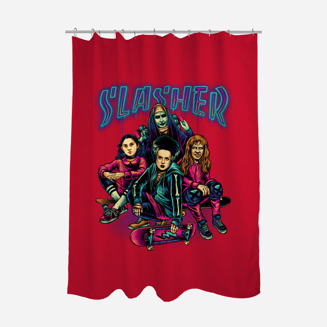 Slasher Girls-none polyester shower curtain-glitchygorilla