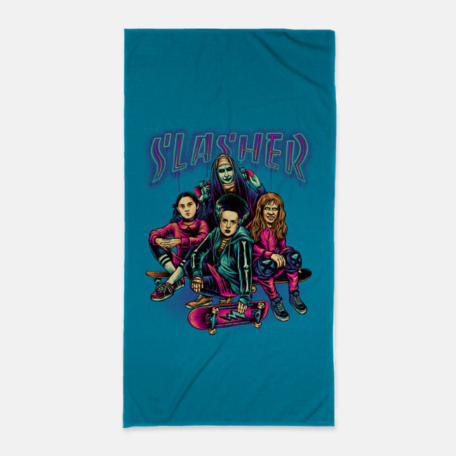Slasher Girls-none beach towel-glitchygorilla