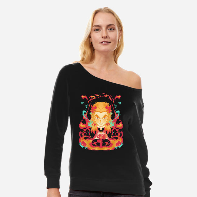 Heart Of Fire-womens off shoulder sweatshirt-RamenBoy