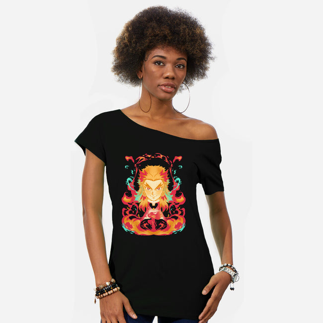 Heart Of Fire-womens off shoulder tee-RamenBoy