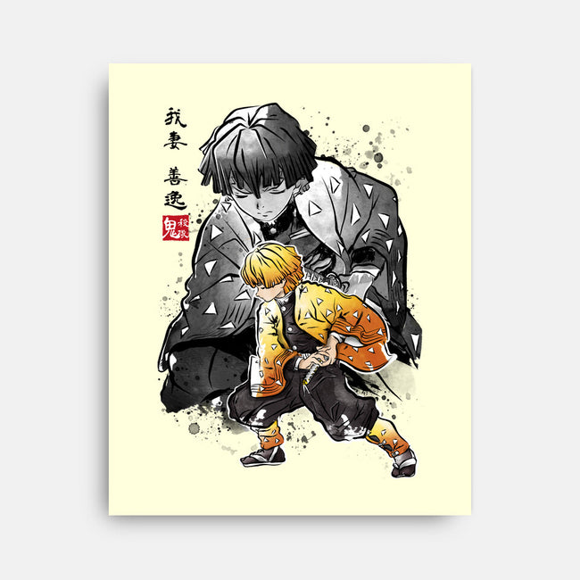Slayer Zenitsu-none stretched canvas-DrMonekers