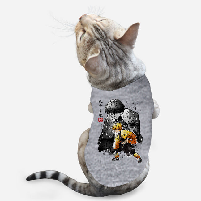 Slayer Zenitsu-cat basic pet tank-DrMonekers