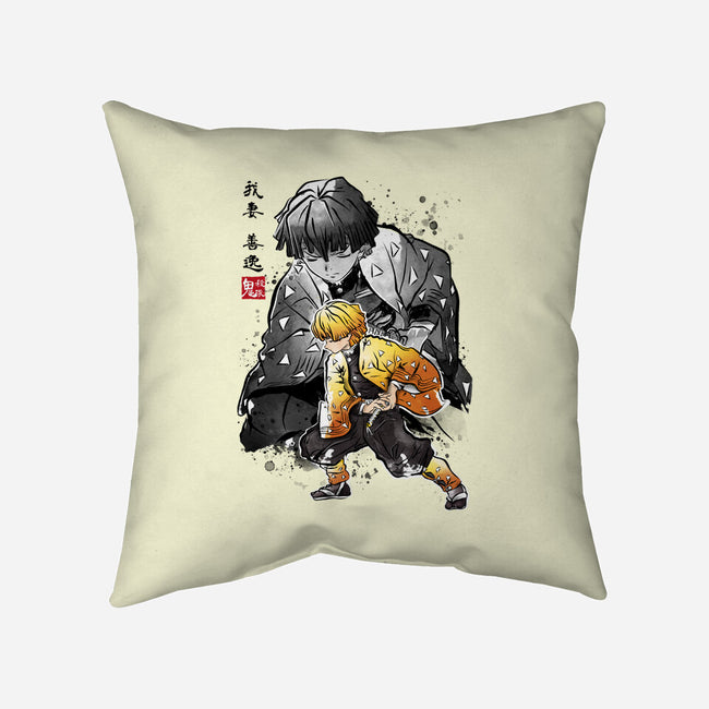 Slayer Zenitsu-none removable cover w insert throw pillow-DrMonekers