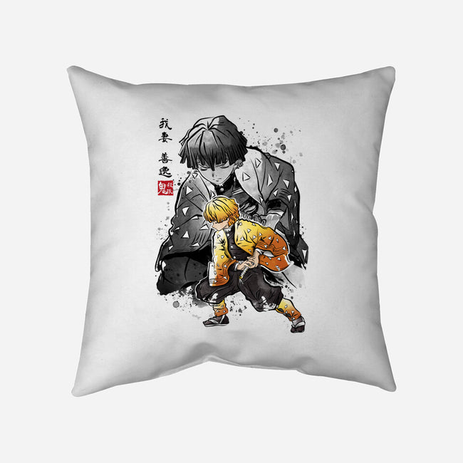 Slayer Zenitsu-none removable cover w insert throw pillow-DrMonekers