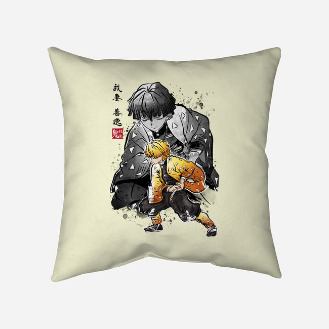 Slayer Zenitsu-none removable cover throw pillow-DrMonekers