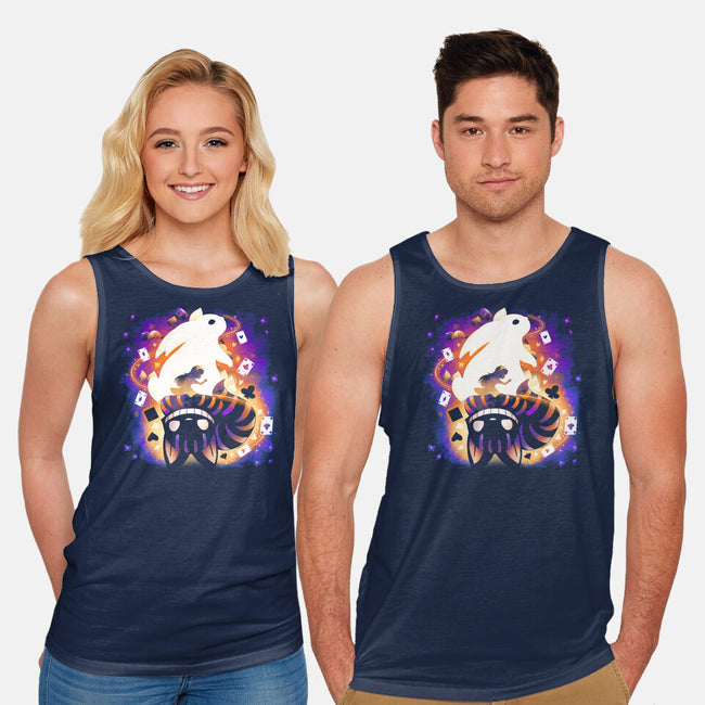 Cheshire White Rabbit-unisex basic tank-Vallina84