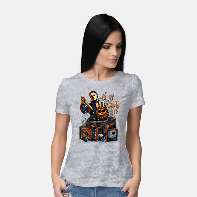 Is It Halloween Yet-womens basic tee-glitchygorilla