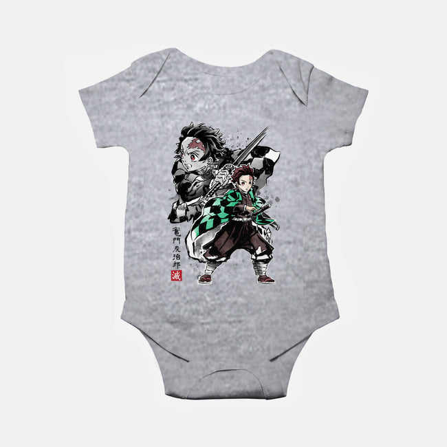 Slayer Tanjiro Sumi-E-baby basic onesie-DrMonekers