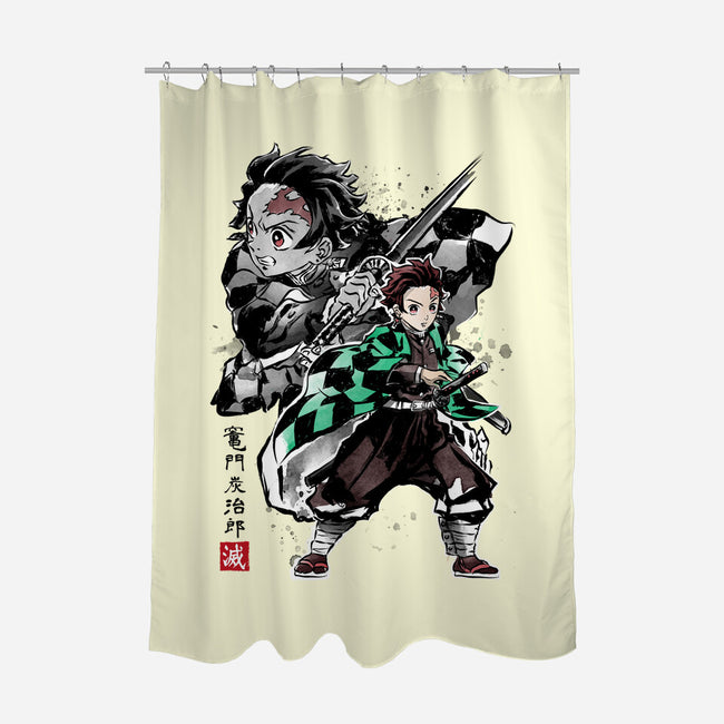 Slayer Tanjiro Sumi-E-none polyester shower curtain-DrMonekers