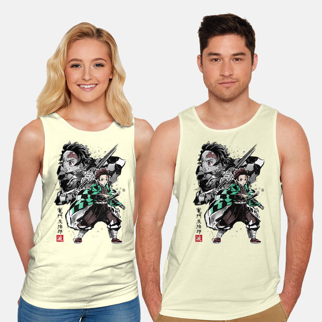Slayer Tanjiro Sumi-E-unisex basic tank-DrMonekers
