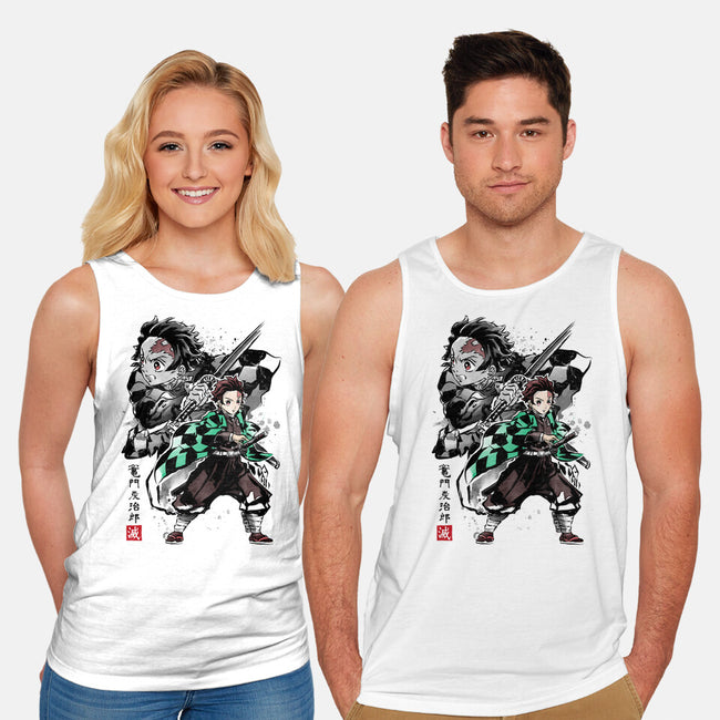 Slayer Tanjiro Sumi-E-unisex basic tank-DrMonekers