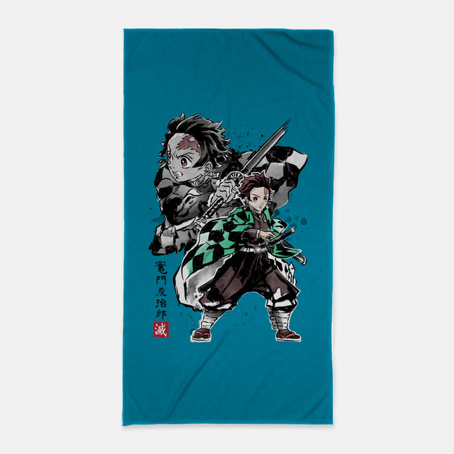 Slayer Tanjiro Sumi-E-none beach towel-DrMonekers