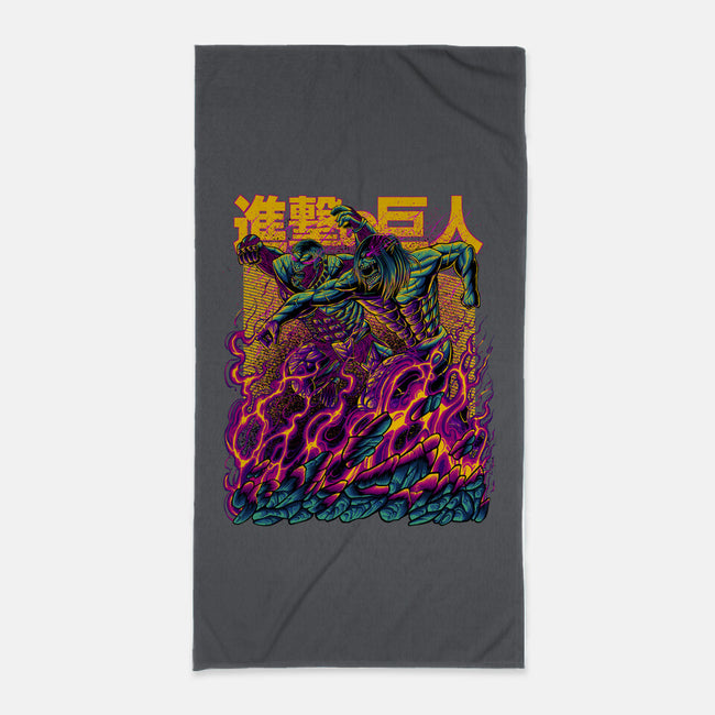 Titan Fight-none beach towel-alanside