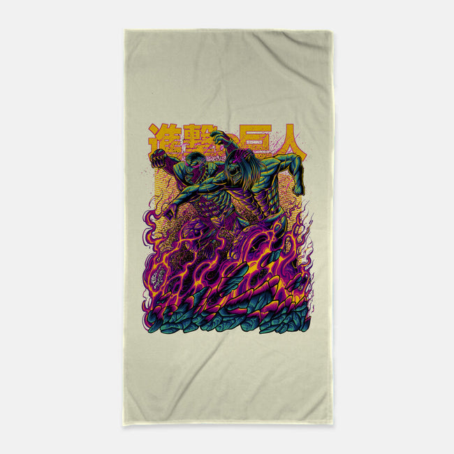 Titan Fight-none beach towel-alanside