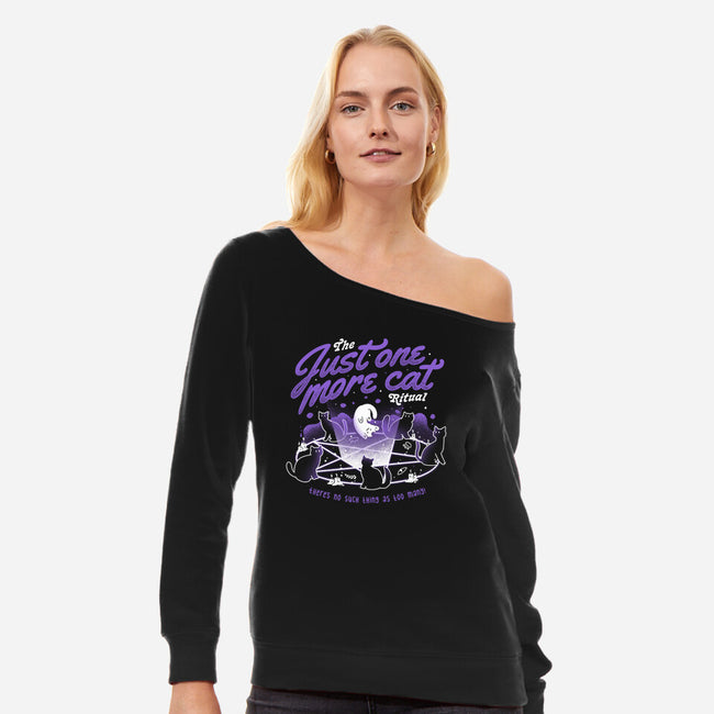 Just One More Cat Ritual-womens off shoulder sweatshirt-eduely