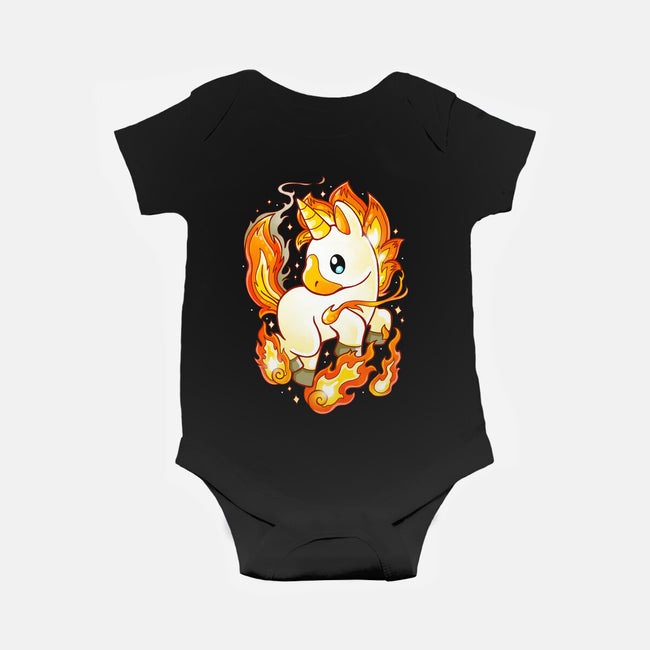 Fire Unicorn-baby basic onesie-Vallina84